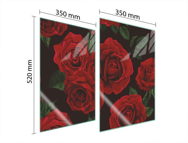 GLASSKYDDSPLATTA FÖR KÖK 2x35x52 ROSES