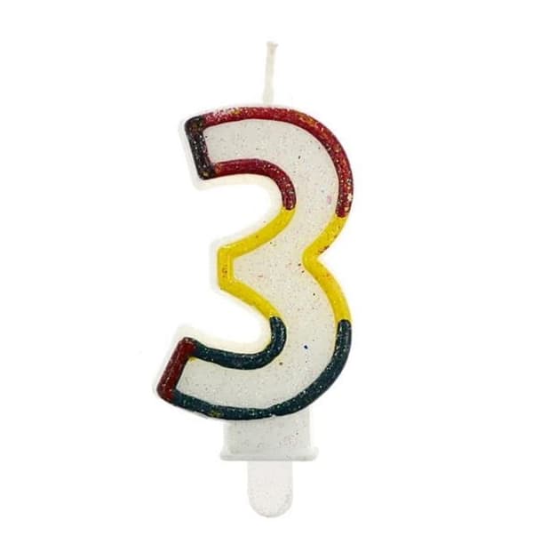 Födelsedagsljus nummer "3" - REGNBÅGE MED KANT