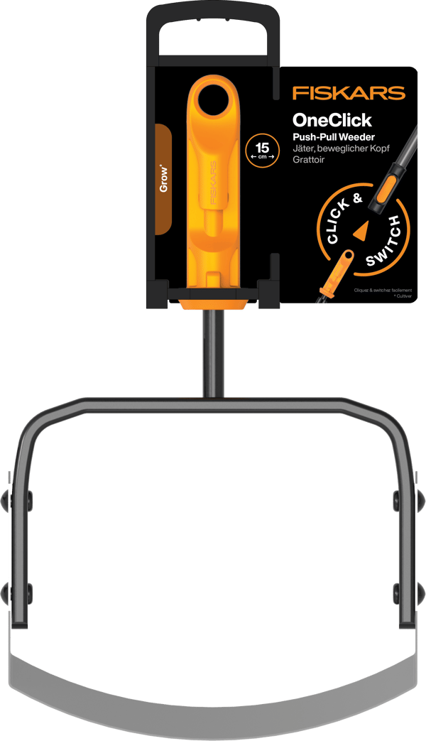 Fiskars oneclick Push-pull Weeder Head 15cm + Kahva 161cm