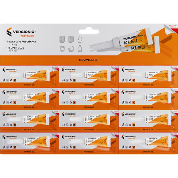 Hurtigtørrende lim 12x2g VERGIONIC cyanoacrylat farveløs