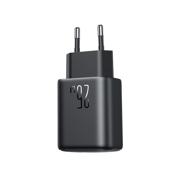 USB-C ja USB-A 25W SFC PPS PD -seinälaturi - musta