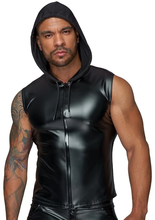Noir Stilfuld Mat Herre Hættevest Sort 3XL