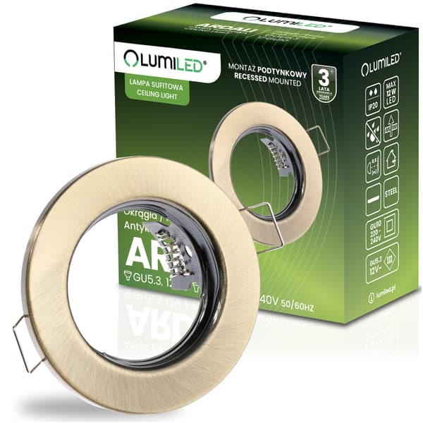 Indbygget halogenlampe rund antik GU10 MR16 ARDALI LUMILED