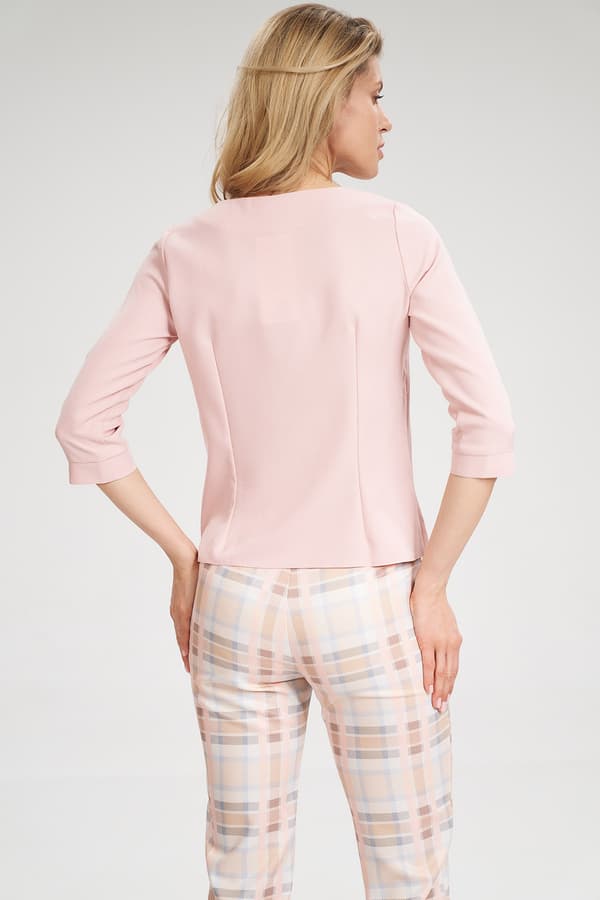 Damblus med v-ringning - rosa blus med knapper størrelse L