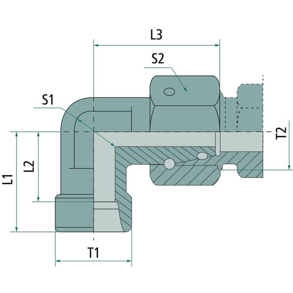 Kulmaliitin hydraulinen kyynärpää DKO 2x M24x1.5 3860
