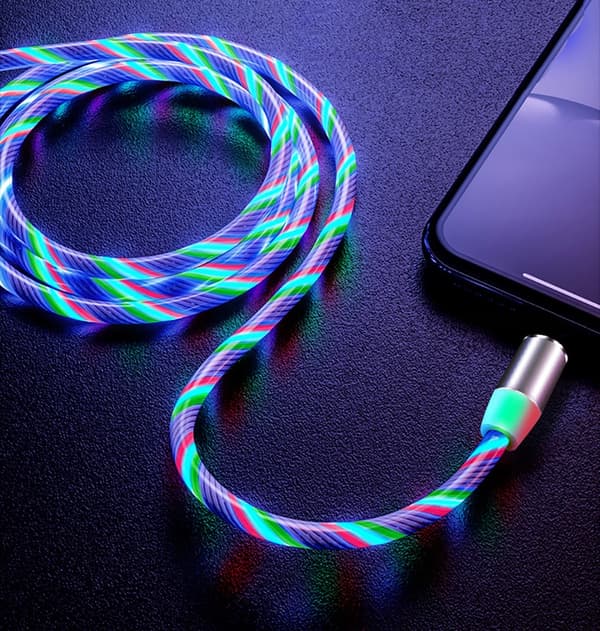 MAGNETISK LED-KABEL FÖR IPHONE MICRO USB TYP-C 200 cm kb31_MULTIKOLOR