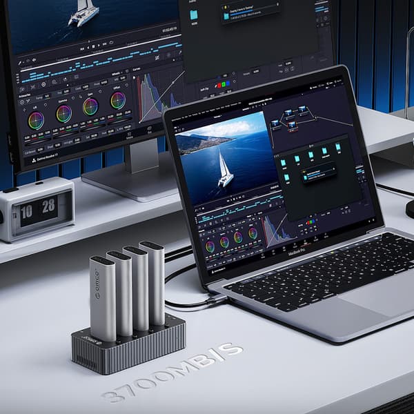 IT48N-C 4-diskars M.2 NVME klondockningsstation – grå