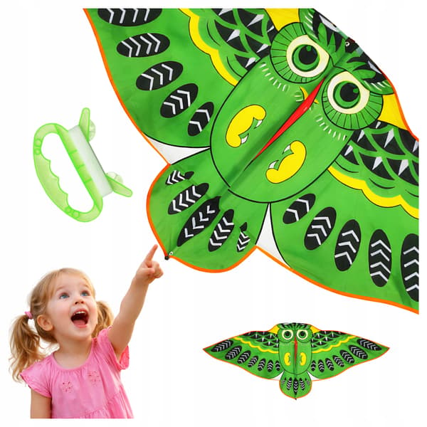 Kite Bird enormt grön uggla himmelseventyr 140 cm