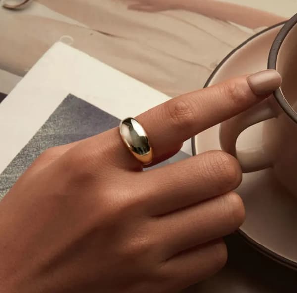 Guldring Justerbar Minimalistisk Ring Sølv 925 Trusky