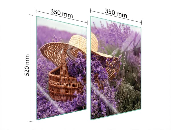 GLASBESKYTTELSESPLADE TIL KØKKEN 2x35x52 LAVENDEL
