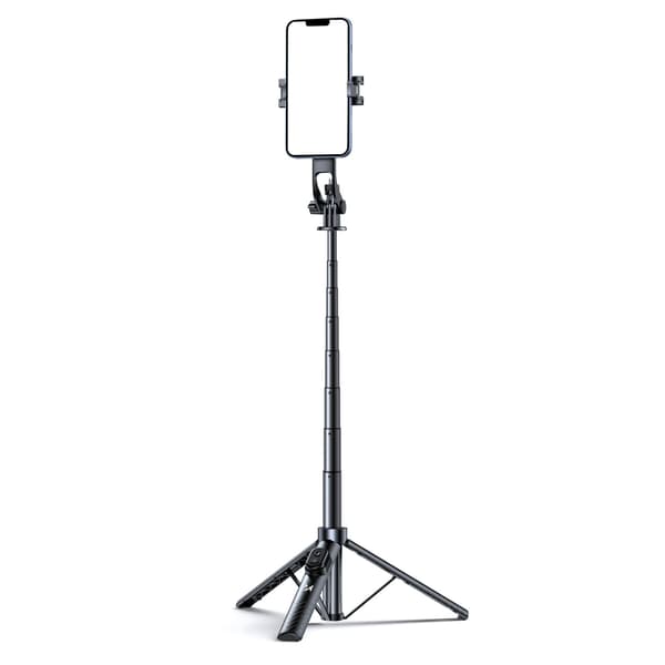 Selfiestang med smartphoneholder, teleskopstativ 1,7m - sort
