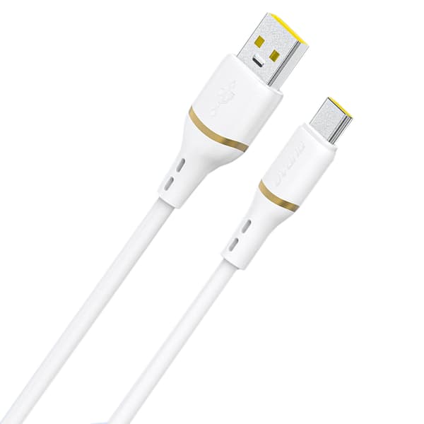 Silikonekabel USB-A - USB-C 5A 1m - hvid