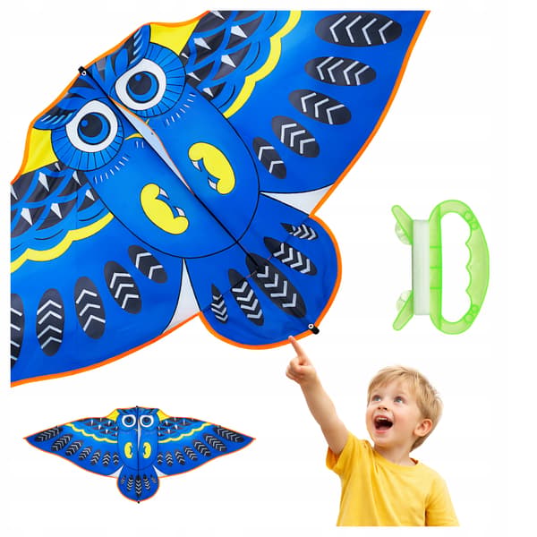 KITE BIRD gigantisk blå uggla himmelseventyr 140 cm