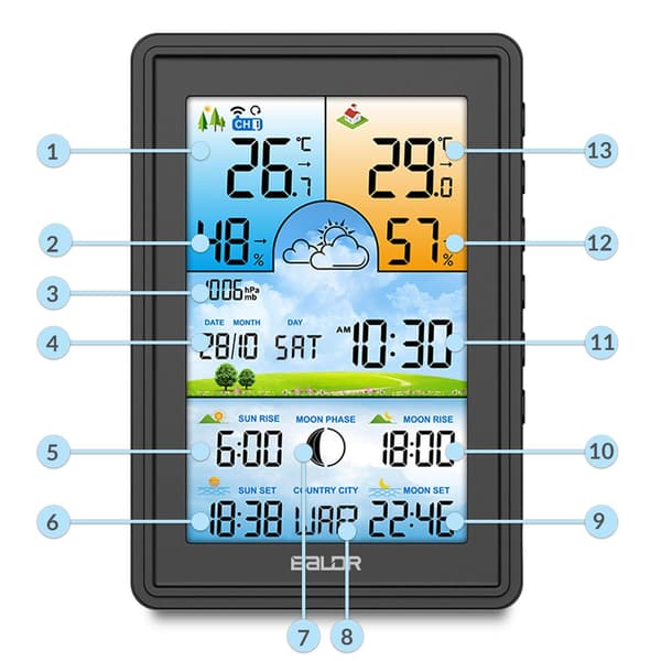 Väderstation med display BD-906 svart