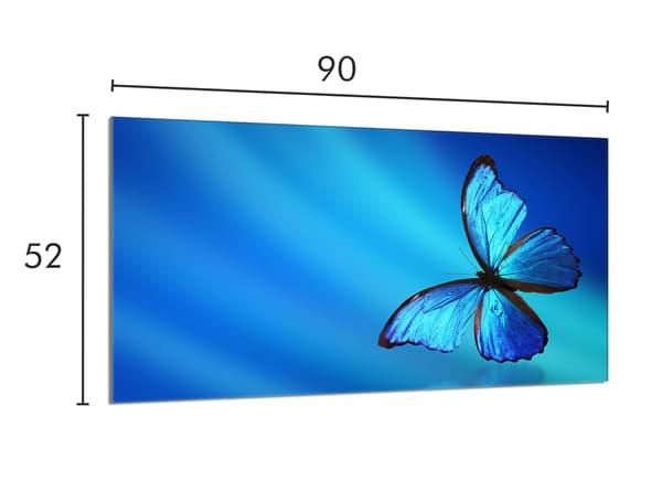 Lasinen suojalevy liedelle 90x52 Butterfly