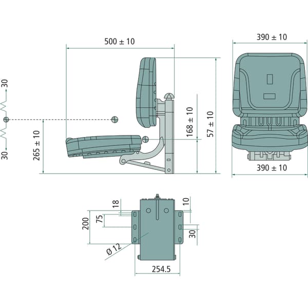 Passagerarsäte universal PVC fällbart 390x500x570 mm 920229