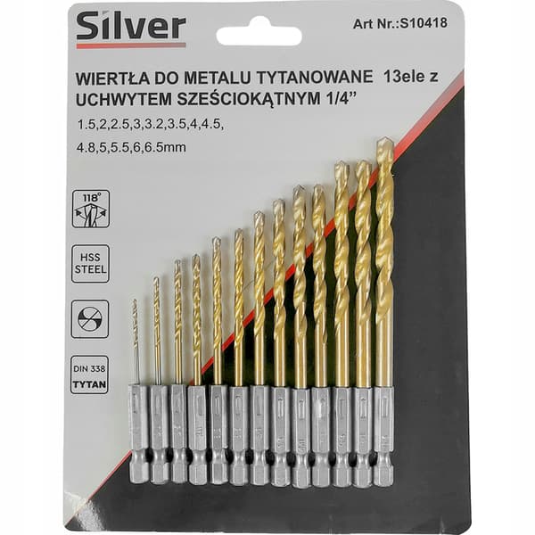 HEX HSS titanmetallborr 1,5-6,5 mm 13 st SilverTools