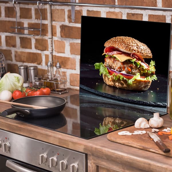 Lasinen suojalevy liedelle 60x52 Hamburger