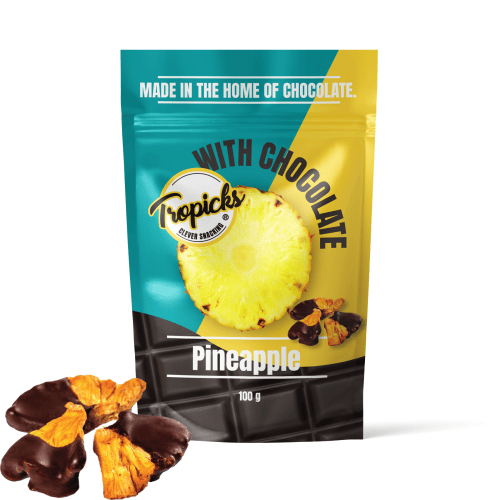 Tropicks Tørret ananas med chokolade 100 g