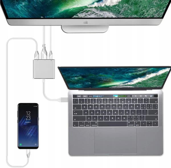 USB C ADAPTER HDMI+USB 3.0+PD 4K HUB MacBook 3i1