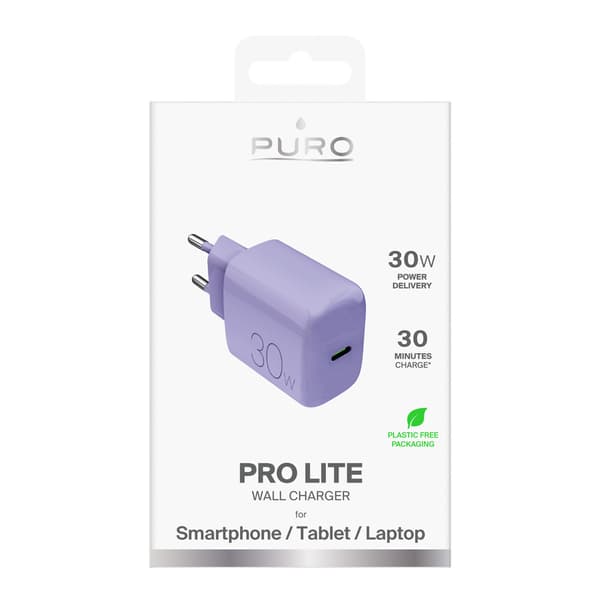 USB-C Pro Lite 30W vægoplader - Lilla