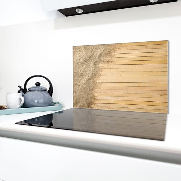 Skyddsplåt för spis i glas 80x52 Sand