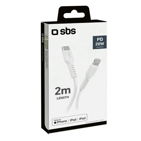 USB-C - iPhone Lightning -kaapeli 2m - Valkoinen