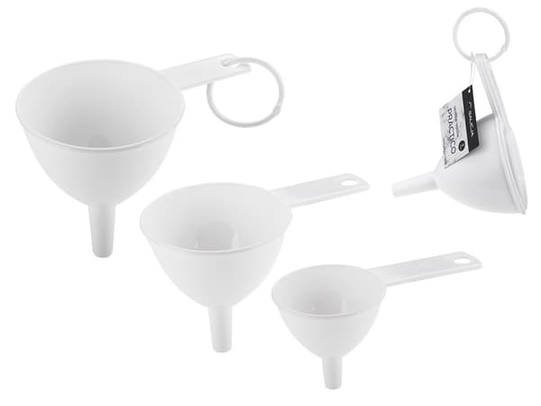 Set med 3 PRACTICO kökstrattar i plast, universal, vitt material