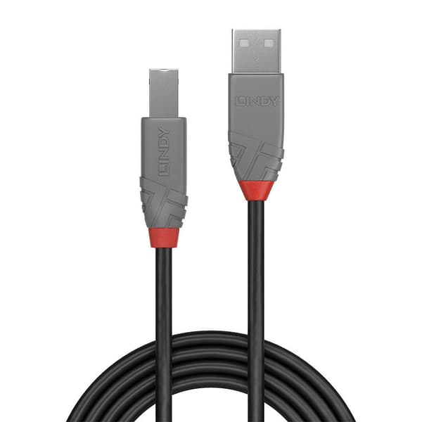 LINDY USB 2.0 -kaapeli A-B, Anthra Line, 1 m, musta