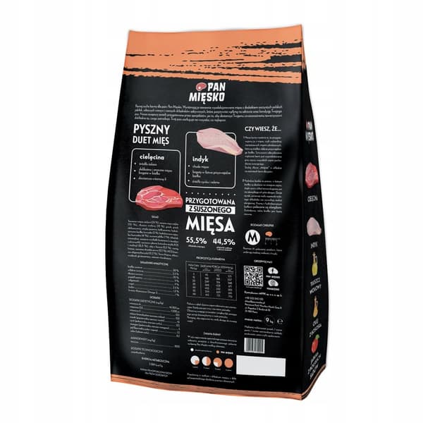 Tørfoder til hunde PAN MIESKO Kalvekød med kalkun M 9 kg