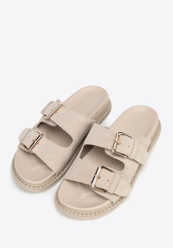 Wittchen beige flip-flops i mocka för kvinnor
