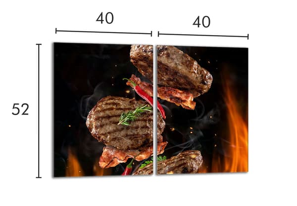 Skyddsplatta i glas för spisen 2x40x52 Grill