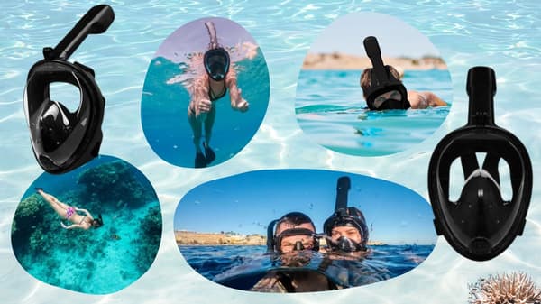 Helansiktsmask för snorkling