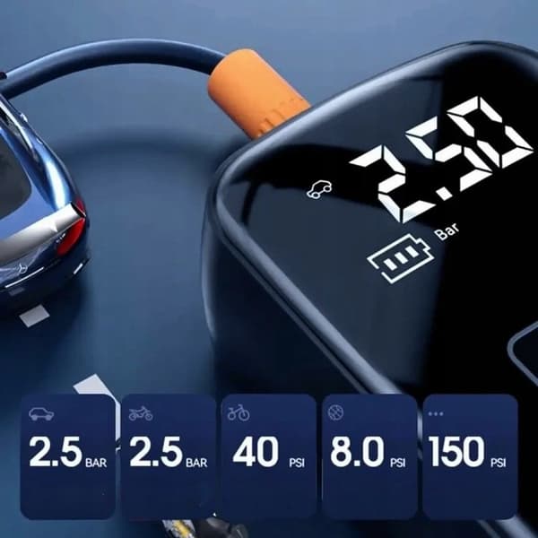 Digital kompressor, sladdlös kompressor 120 W, 7,4 V, 10 BAR