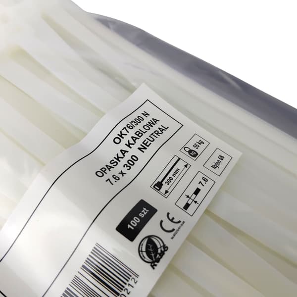 Buntbandstejp 7,6x300mm - 100st vit