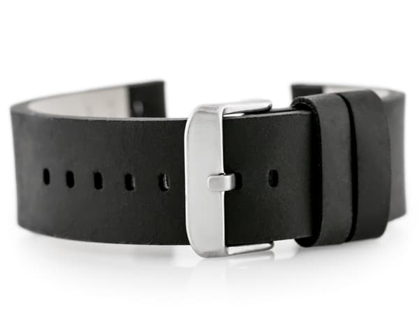 Læderurrem W39 - sort/hvid 20mm