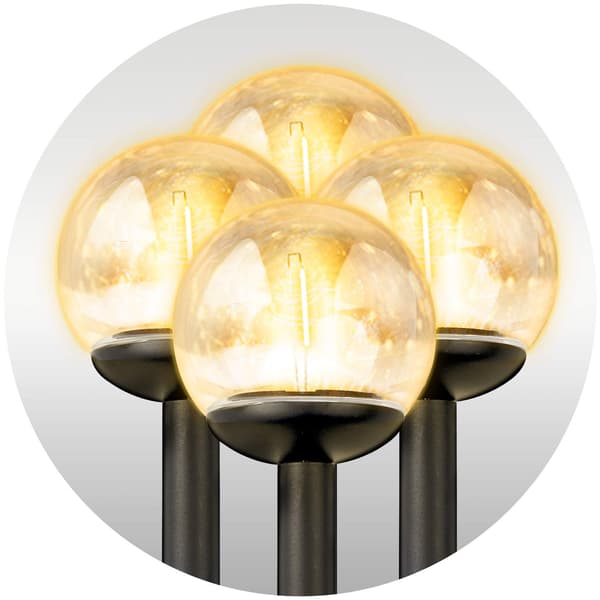 Solcellelampe, transparent kugle, 4 stk. Ilumen LS-103