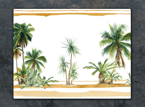 SKÄRBRÄDA I GLAS 52x40 PALMTRÄD