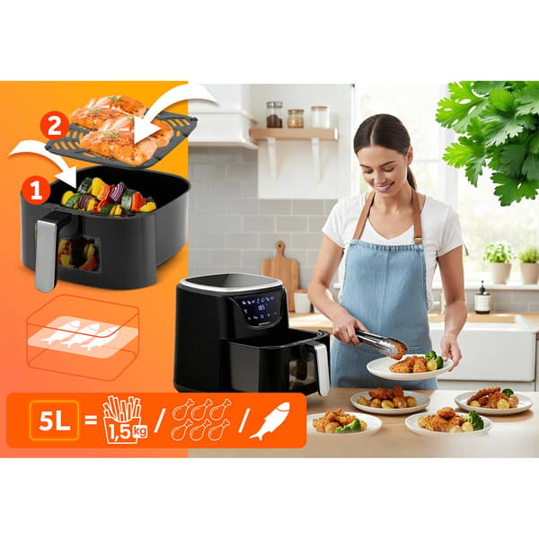 Ilmafriteerauskeitin 5l BD-652 musta ja hopea