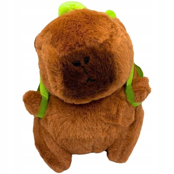Söpö capybara-pehmoavaimenperä, iso, reppumaskotilla ja pehmolelulla