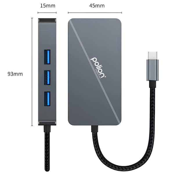 USB-C-hubb 3*USB-A + USB-C strömförsörjning + RJ45 + HDMI