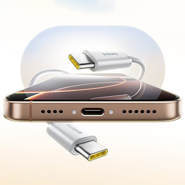 USB-C 100W 1m flätad magnetisk kabel - vit