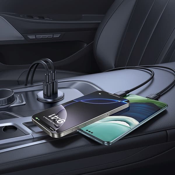 Billaddare 2 x USB-C 30W - svart