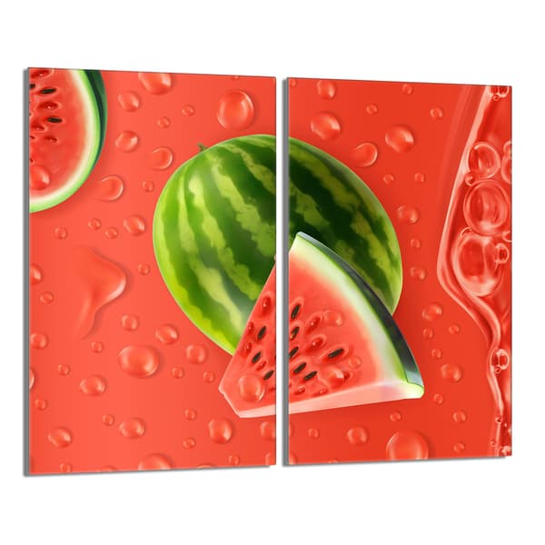 Skyddsplatta i glas för kaminen 2x30x52 Vattenmelon