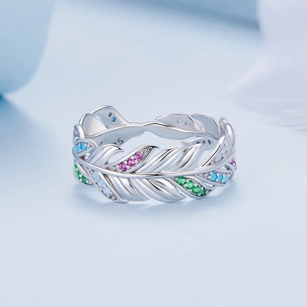 Anillo de plumas de plata talla 14 Trusky