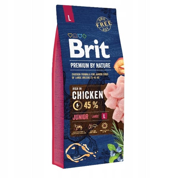 Brit premium by nature junior torrfoder för hund large 15kg