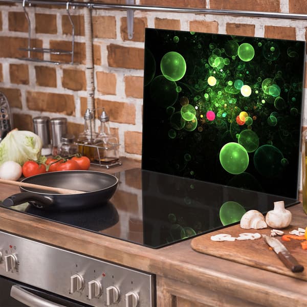 Skyddsplatta i glas för kaminen 60x52 Bubbles