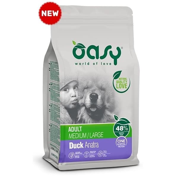 Oasy One Animal Protein tørfoder til voksne hunde M/L and 12 kg