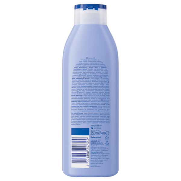 NIVEA Smoothing Moisturizing Body Milk 72 timer til tør hud 250 ml