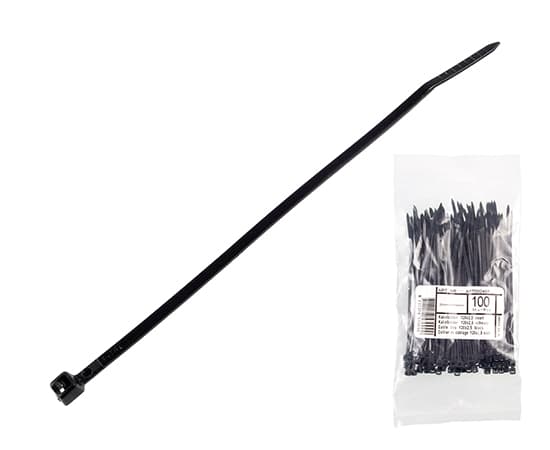 Kabelbindere / 20 cm / 2,5 mm / 100 stk. / Sort